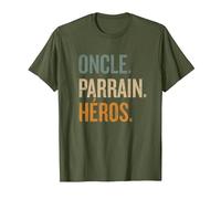 Oncle Parrain Héros Cadeau pour les parrains T-Shirt, Homme, Olive, L
