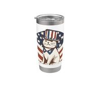 Oncle Sam Cat patriote Gobelet isotherme en acier inoxydable double paroi