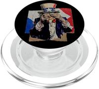 Oncle Sam couvrant son visage dans un collage chaos politique honteux PopSockets PopGrip pour MagSafe