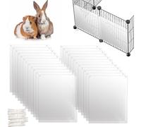 Oncpcare Lot de 24 doublures de Cage en Plastique Transparent pour Cage à Lapin, Cochon d'Inde, Accessoires de Cage pour Petits Animaux - Gardez la litière dans la Cage, 26x21 cm