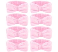 Ondder Lot de 8 bandeaux de spa pour se laver le visage - Rose - Pour femmes et filles - En tissu éponge - Joli nœud