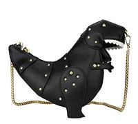 Ondeam Sac à main en forme de dinosaure avec rivets en PU - Pour fille et femme, noir, Medium