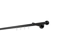ondeco Tringle à rideau sur mesure, Roulement intérieur, 20 mm, 1 voie - Supports muraux de 12 cm - Tringle à rideau - Patins pour rideaux - Noir - 340 cm