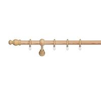 ondeco Tringle à rideaux complète en bois de pin 28 mm 1 voie 240 cm