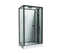 ONDÉE, Cabine de douche GONEA, Style industriel et large douche de tête, Montage sans silicone, Cabine 110x80x212cm, Accès face, Portes coulissantes en verre trempé 6mm, Anticalcaire 1 face