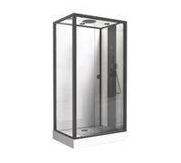 ONDÉE, Cabine de douche NOGEA SLIM, Style industriel et bien, être, Montage sans silicone, Porte coulissante en verre de 6 mm, 120x70x212 cm, Noir mat, Kit complet