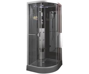 ONDÉE - Cabine hydromassante NED - le bien-être en musique - Cabine d'angle 1/4 de cercle - 90x228cm - 4 buses massantes - Profilés Aluminium époxy gris