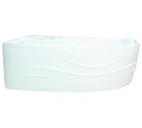 ONDÉE, kit Baignoire et tablier FANY, baignoire d'angle 1/4 de cercle, 135x135cm, 215L, Picots antidérapants, 5 pieds à vis de réglage de niveau fournis, Sans vidage, robinetterie