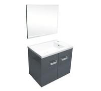 ONDEE - Lave-mains EPICE - avec miroir - 50cm - Gris - Laqué - Livré en kit