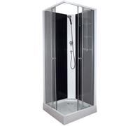 - Cabine de douche carrée 80.5 x 80.5 cm accès d'angle deux portes coulissantes verr