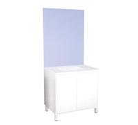 ONDÉE - Meuble à Poser BELIS + Miroir affleurant - Intemporel - Largeur : 80cm - Blanc - Plan céramique 1 Vasque - 2 Portes Prise de Main - Livré monté - Norme FSC - Gamme Zen à Vivre