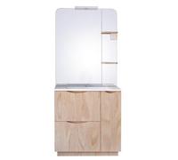 ONDÉE - Meuble de Salle de Bain à Poser Collection Palermo - 2 tiroirs et 1 Porte à Fermeture Progressive - Miroir avec Spot LED et Prise - Largeur 80cm - Bois