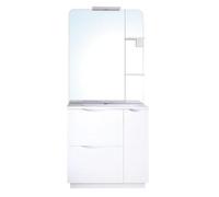 ONDÉE - Meuble de Salle de Bain à Poser Palermo - 2 tiroirs et 1 Porte à Fermeture Progressive - Miroir avec Spot LED et Prise - Largeur 80cm - Laqué Blanc