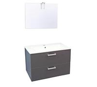 ONDÉE, Meuble de Salle de Bain Smart avec Miroir LED, Design Moderne et élégant, 2 tiroirs avec Fermeture Douce, fabriqué en Europe, Gris, 80x46,5x81,5 cm