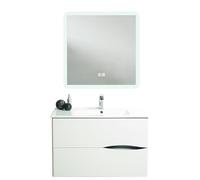ONDÉE, Meuble de Salle de Bain Suspendu avec Plan en céramique, tiroirs à Fermeture Progressive, Finition Douce, livré monté, fabriqué en Europe, Blanc, Modèle 2DOO