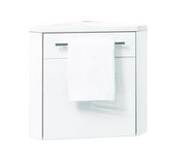 ONDÉE, Meuble Lave-mains à suspendre collection NINO, meuble d'angle compact, 1 Porte, fermeture progressive, installation réversible, Largeur 53cm, Finition laqué blanc