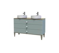 Ondée - Meuble plan bois et vasque à poser 120 cm vert mat trois tiroirs - NEMOO AYOR
