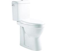 ONDÉE -Pack WC ALTI sans bride SH. H85,5xl36,5x66cm, Cuvette surélevée 46cm, Céramique blanche, Abattant en PP à charnières déclipsables avec frein de chute, Mécanisme de chasse 3/6L silencieux