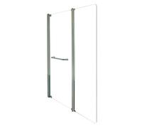 ONDÉE, Pare-Baignoire Sandra 2V, Transparent avec Porte Serviette, 120x140cm, Epaisseur 4mm, Installation réversible, Profilé Ajustable chromé (+-5/+10mm), Pivots en Zinc, Verre trempé