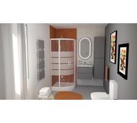 ONDÉE - Porte de douche SHIVA, Façade coul. 1/4 de cercle. 90x90x190cm - Installation réversible - Traitement anticalcaire - Verre trempé 5mm sérigraphié