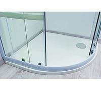 ONDÉE, Receveur de douche HESTIA, Receveur à poser extra-plat, 1/4 de cercle 90x3cm, Texture Antidérapante, Béton de synthèse composé de résine, particules de quartz et de carbonate de calcium, Blanc