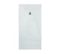 ONDÉE, Receveur Rectangulaire NOLA3, Antidérapant, Texture Imitation Pierre, Grille d’écoulement, Fabrication Européenne, Découpable, Antibactérien, Extra Plat, avec bonde, 80x180cm, Blanc