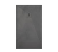 ONDÉE, Receveur Rectangulaire NOLA3, Antidérapant, Texture Imitation Pierre, Grille d’écoulement, Fabrication Européenne, Découpable, Antibactérien, Extra Plat, avec bonde, 90x160cm, Anthracite