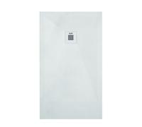 ONDÉE - Receveur Rectangulaire NOLA3 - Antidérapant - Texture Imitation Pierre - Grille d’écoulement - Fabrication Européenne - Découpable - Antibactérien - Extra Plat - avec bonde - 70x140cm - Blanc