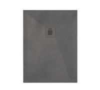 ONDÉE, Receveur Rectangulaire NOLA3, Antidérapant, Texture Imitation Pierre, Grille d’écoulement, Fabrication Européenne, Découpable, Antibactérien, Extra Plat, avec bonde, 100x120cm, Anthracite