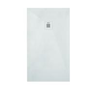 ONDÉE, Receveur Rectangulaire NOLA3, Antidérapant, Texture Imitation Pierre, Grille d’écoulement, Fabrication Européenne, Découpable, Antibactérien, Extra Plat, avec bonde, 90x140cm, Blanc