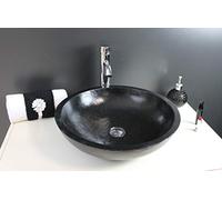 ONDÉE Vasque à poser HELOISE 44cm Bol terrazzo trop plein livrée | Prévoir l'achat d'une à écoulement libre, bonde robinetterie, Installation simple et rapide, finition soignée