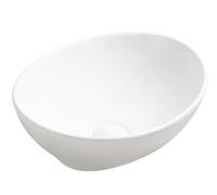 ONDÉE - Vasque De Salle De Bain Ovale - Céramique Blanche - Finition Mat - Sans Trop Plein - 40-5 x 33 x 14 cm - À Poser - Livré Sans Bonde Ni Robinetterie - Esthétique Moderne