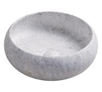 ONDÉE - Vasque De Salle De Bain SORA - Céramique - Finition Marbre Gris - Ø36 x h.12 cm - Sans Trou Robinetterie Ni Trop-Plein - Usage Salle De Bain - Couleur Gris