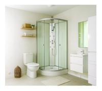 ONDEE ZEN Cabine de douche hydromassante AMELIA - Porte Coulissante - Blanc - 1/4 C - 80cm