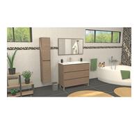 ARKITMOBEL Modèle Dakota Colonne de salle de bain suspendue 2 portes, 140 x 30 x 25,5 cm (hauteur x largeur x profondeur) Couleur Nordik, meuble de salle de bain
