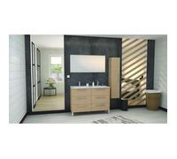 ONDEE ZEN Meuble de salle de bain à poser PALLAS - 120cm - Chêne clair - Mélaminé
