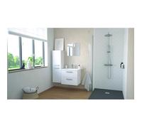 ONDEE ZEN Meuble de Salle de Bain SMART - Suspendu - 60cm - 2 tiroirs - Finitions Blanc