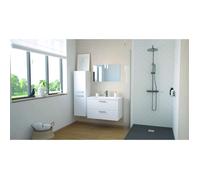 ONDEE ZEN Meuble de Salle de Bain SMART - Suspendu - 80cm - 2 tiroirs - Finition Blanc