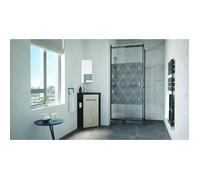 ONDEE ZEN Meuble lave-mains à poser NOVA - version angle - Noir - mélaminé - miroir