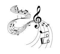 ondes musicales avec des notes de musique Stickers muraux 67.2x70.7cm Embellissement mural Noir