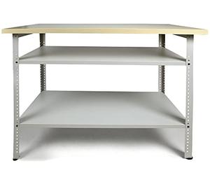 Ondis24 Établi Nobbi Pro - 120 cm - En métal - Avec plan de travail - Étagères réglables en hauteur - Pieds réglables - Établi pour épargne - Gris clair (95 cm)