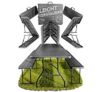 Ondis24 Lisa Ensemble de table de camping, 2 bancs à bière, 1 banc, banc, pliable, 3 pièces, facile à transporter avec sac de transport (anthracite, XL)