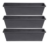 Ondis24 Roma Lot de 3 pots de fleurs pour balcon de 6 l chacun, avec stockage d'eau/soucoupe, balcon ou terrasse, 50 x 15 x 12 cm (anthracite)