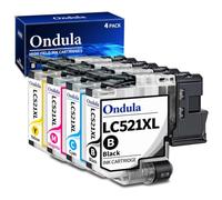 Ondula Cartouches LC521 compatibles avec les cartouches d'encre Brother | Lot de 4 cartouches LC521 compatibles avec Brother DCP-J1260W DCP-J1310DW DCP-J1313DW DCP-J1360DW DCP-J1460DW