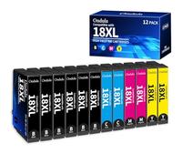 Ondula Compatible pour 18XL Cartouches d'encre Multipack Compatible avec Epson 18XL pour Expression Home XP-212 XP-225 XP-215 XP-322 XP-202 XP-205 XP-302 XP-305 XP-312 XP-315 XP-102 (Paquet de 12)