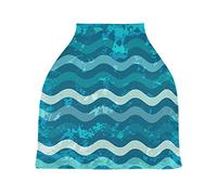 Ondulation De L'Art Bleu Housse de Canopée de Siège de Voiture pour Poussette Bébé Dais Siège-Auto Couverture D'Allaitement Pare-Soleil Respirant Extensible pour Garçons Filles