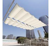 Ondulée Auvent 120 x 220 cm Protection UV 98% Imperméable Toile PES Résistant, Filet d'ombrage Bâche Ombrage Cordes de Fixation et avec Œillets pour Jardins, Blanc