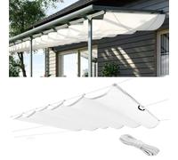 Ondulée Auvent 130 x 490 cm PES avec 98% Protection UV Protection Solaire, Résistant, Voile d'ombrage Étanche, Filet Dombrage Cordes de Fixation et avec Œillets pour Patio, Blanc