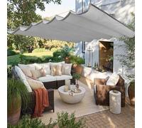 Ondulée Auvent 135 x 220 cm PES avec 98% Protection UV Protection Solaire, Résistant, Voile d'ombrage Imperméable Carré avec Œillets et Cordes de Fixation pour Patio, Gris Clair