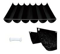 Ondulée Auvent 150 x 220 cm PES avec 98% Protection UV Protection Solaire, Résistant, Voile d'ombrage Étanche avec Œillets et Cordes de Fixation pour Jardins, Noir